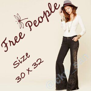 Rare Free People Wildwind Printed Wideleg Jeans Sz 30